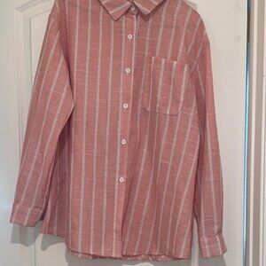 Women's Pink Striped Button Down Shirt